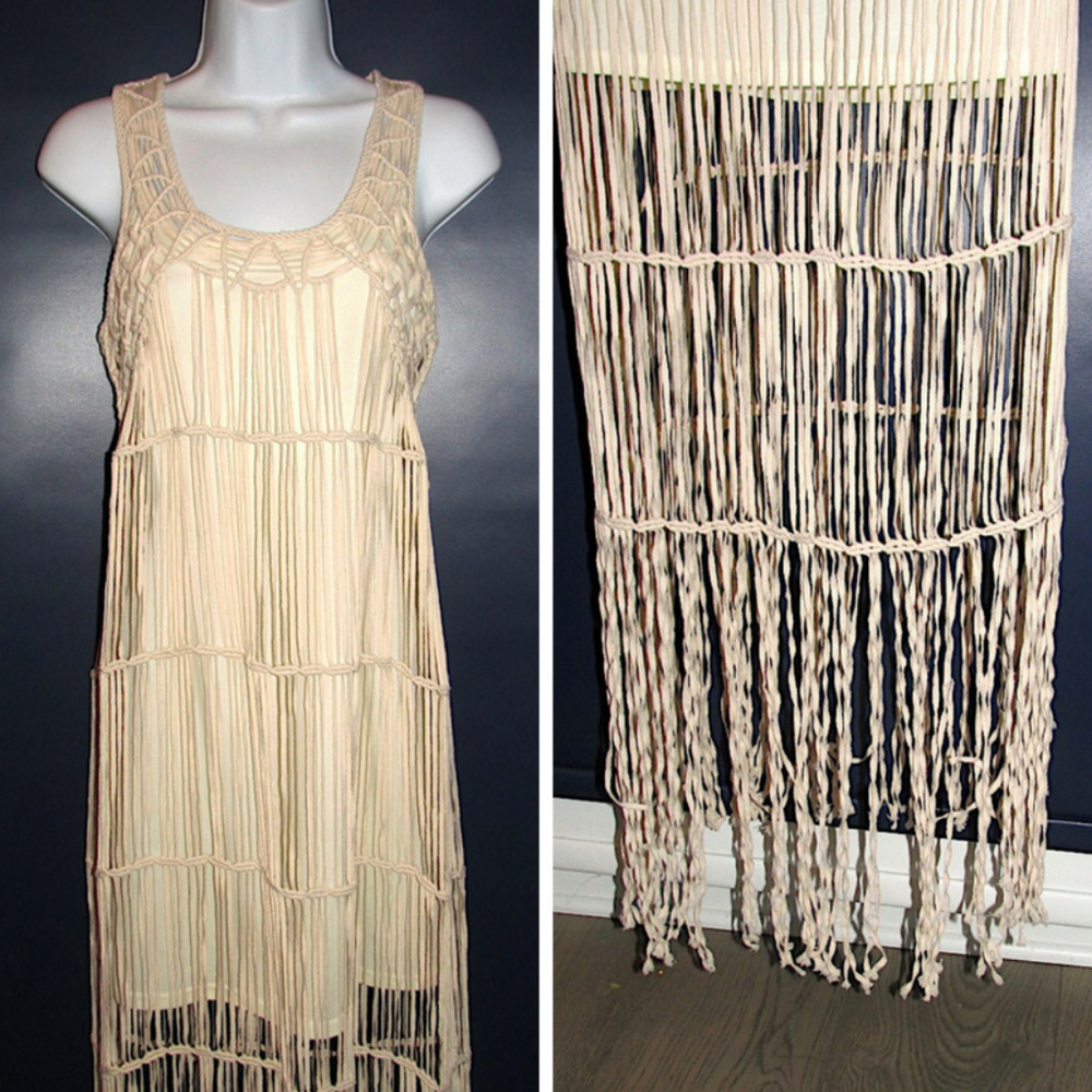 Kardashian Kollection Maxi Dress Macrame Fringed